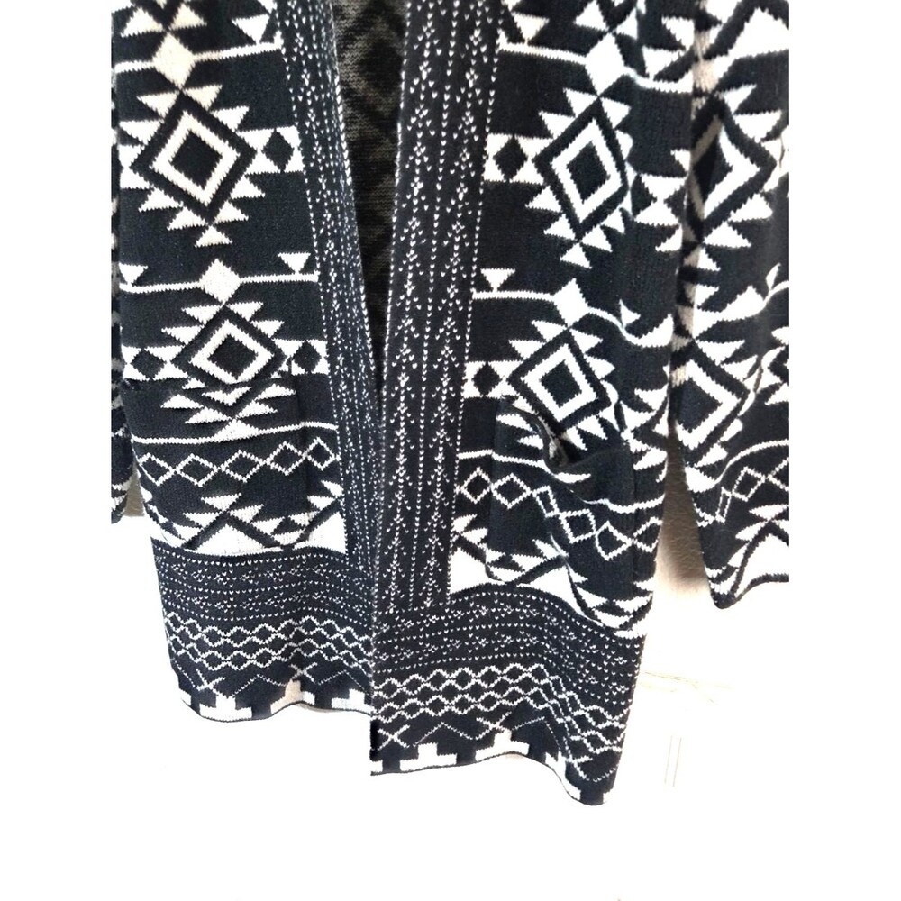 Frye Womens NWT Black White Aztec Cardigan Sweater Open Front Knit Size Large - Picture 11 of 13